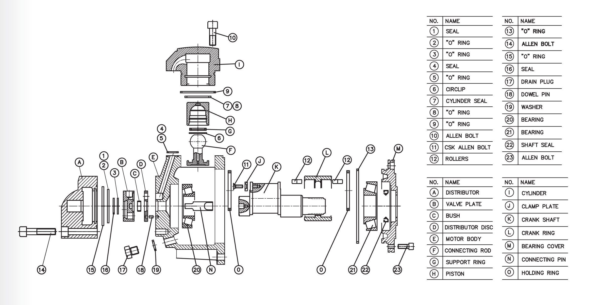 Alpha Hydraulic Motor Parts Arrangement