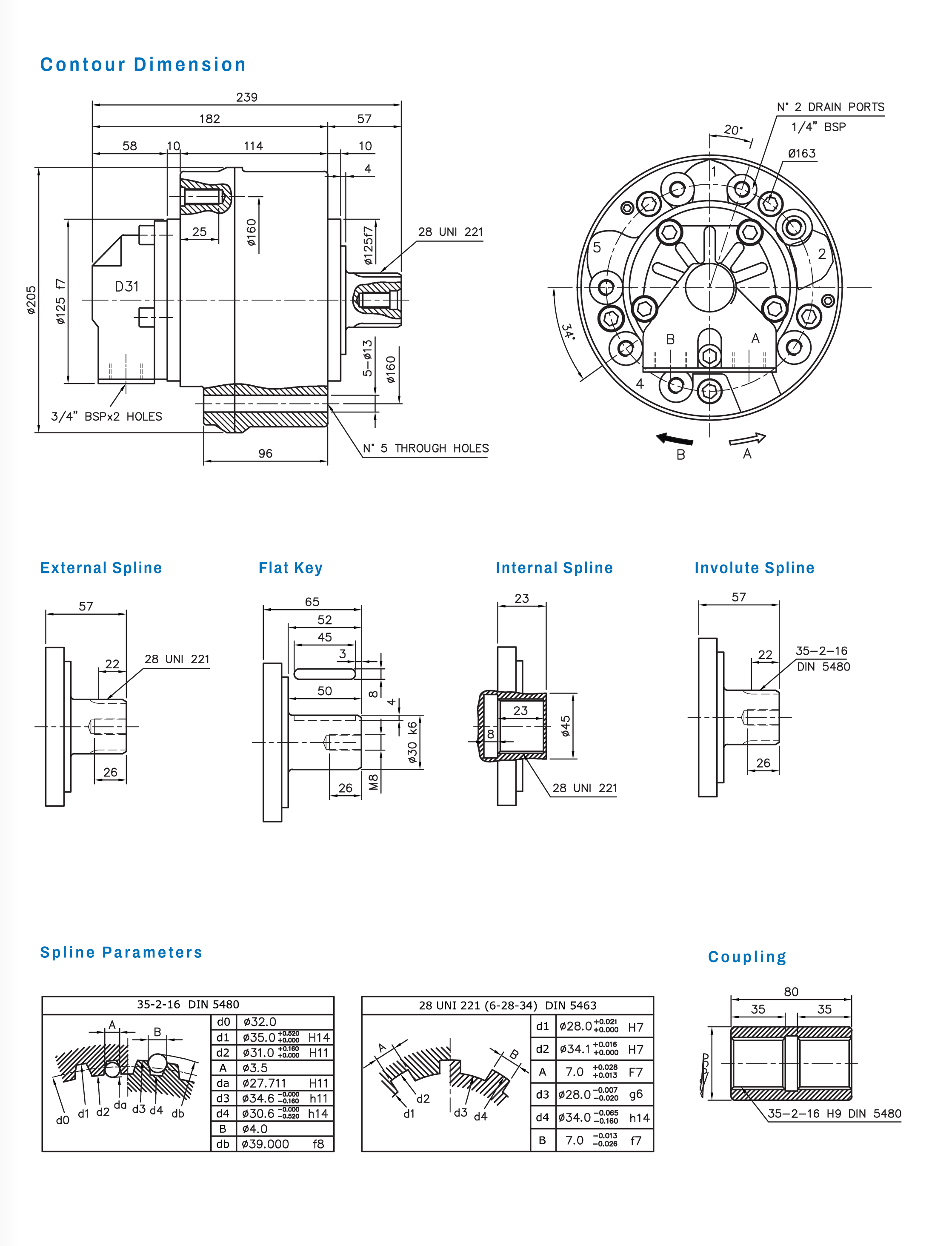 Beta Series Hydraulic Motor Dimensional Details